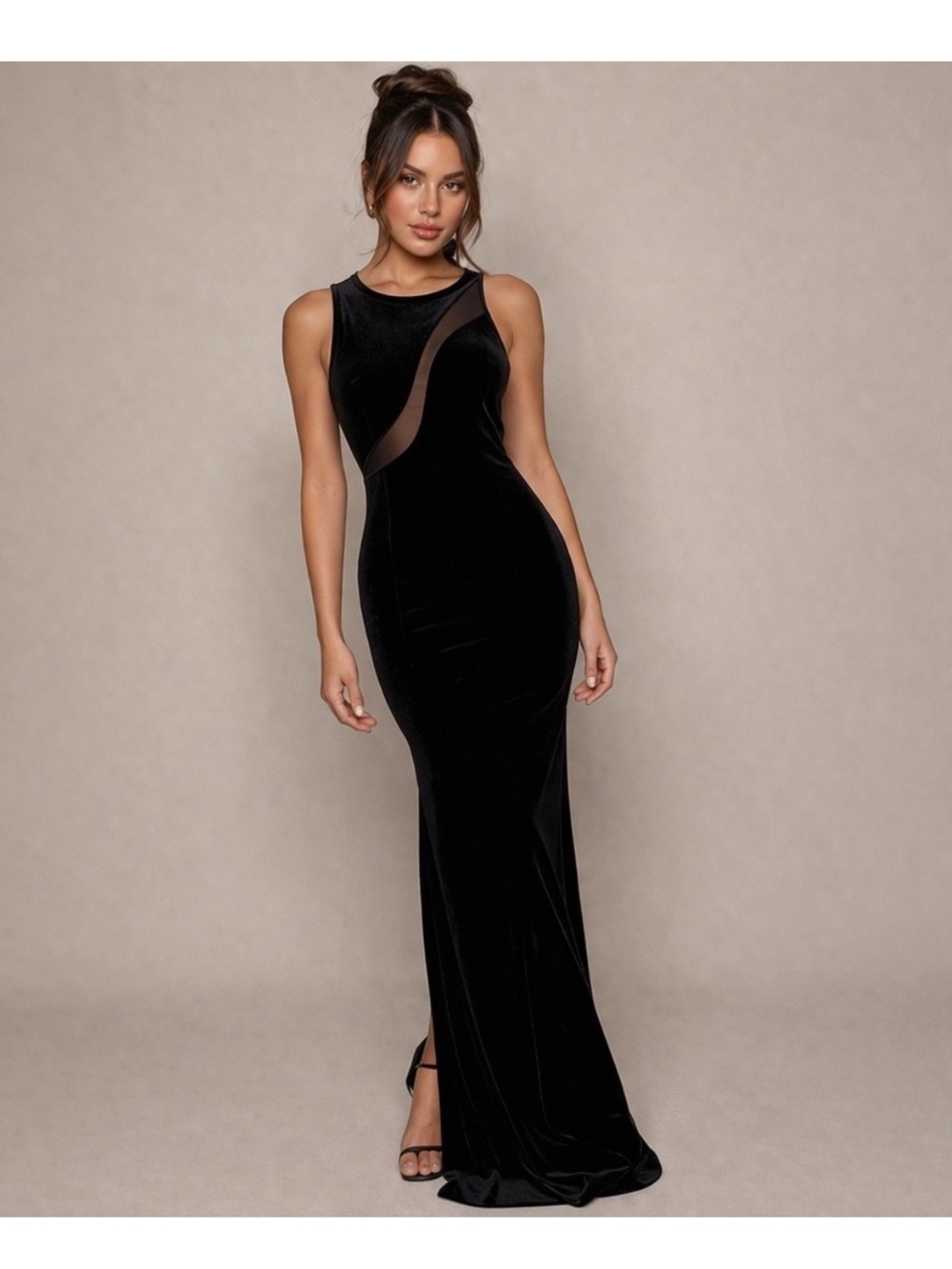 Vintage Velvet Formal Gown Black Prom Dress 90s Dark Romantic Feminine Goth Glam